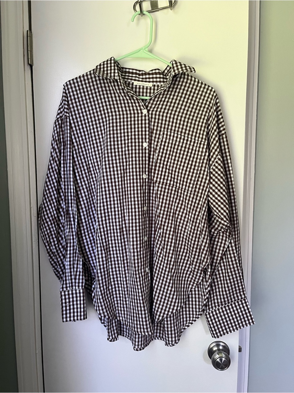 Neuflora Brown and White Gunnison Gingham Button Up